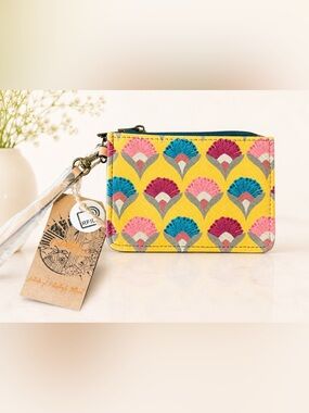 Catchfly Studio RFID Mini Zip Card Holder Wallet Wristlet Key Ring NWT